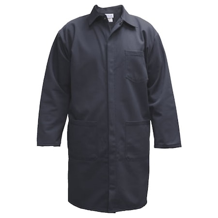 National Safety Apparel 9 OZ.NAVY BLUE 42" LAB COAT-SM, ULTRASOFT WITH SNAP FRONT C09UPLCSM42